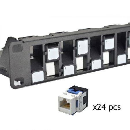 ISO/IEC Category 6a - 1U 24-Port UTP Snap-In Type Discrete Panel with Jack